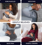 GENIANI Electric Heating Pad for Back Pain & Cramps Relief, Electric Throw, Self Care Gifts for Women, Heating Pad for Neck & Shoulder, Machine Washable Microplush, Auto Shut Off (12"x24", Tabby Gray)