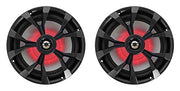 Rockville RKL80MB 8" Black 2-Way Marine Boat LED Speakers Pair | 900W Peak / 200W RMS, 4 Ohm, IP66 Waterproof, Red/Blue Beat-Sync LEDs, 40Hz-20kHz, Includes 16.4 Ft Wire and Grilles