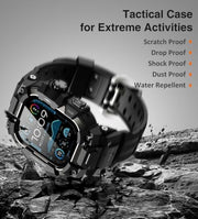 ULTIMAL Rugged Case with Band for Apple Watch Ultra 4/3/2/1, 49mm Black | Military-Grade Shockproof Bumper Cover with Tactical Band Men, Built for Rugged Protection, Secure Fit and Everyday Comfort