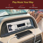 Pyle Marine Radio Single DIN Receiver – Bluetooth Wireless Streaming, AM/FM Tuner, USB/AUX MP3 Playback, Hands-Free Calling, Remote Control, RGB Buttons, Splash-Resistant Stereo Upgrade