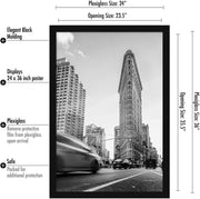 Americanflat 24x36 Poster Frame - Engineered Wood - Black | Polished plexiglass front, hangs vertical or horizontal, sawtooth hangers included, secure turn-tab backing